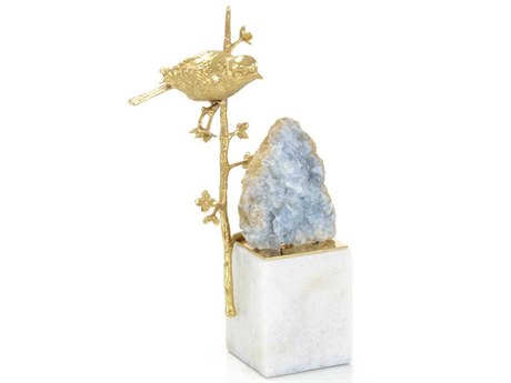 John Richard Brass Bird and Cyanite Geode Sculpture