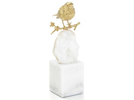 John Richard Brass Bird and Quartz Sculpture