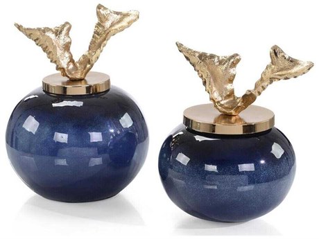 John Richard Blue Blueberry Vase Set of 2