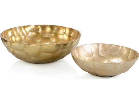 John Richard Gravar Gold Champagne Decorative Bowl Set of 2