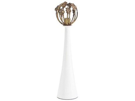 John Richard Blossom White Antique Brass Candle Holder