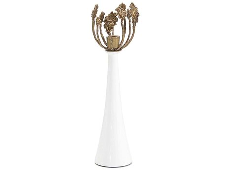 John Richard Blossom White Antique Brass Candle Holder