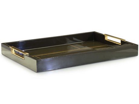 John Richard Black Tenebra Serving Tray with Brass Handles