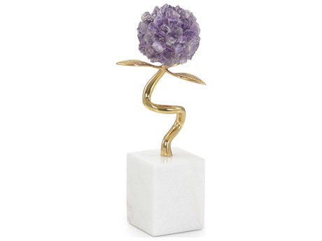 John Richard Polished Brass Amethyst Flora Sculpture