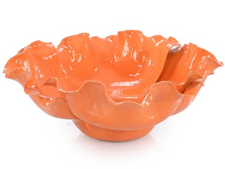John Richard Orange Flowing Decorative Bowl