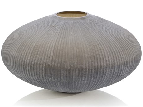 John Richard Black Pinstripe Disc Vase