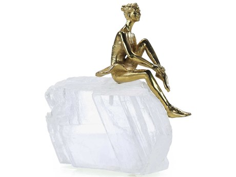 John Richard Resting Brass Dancer on Selenite Sculpture