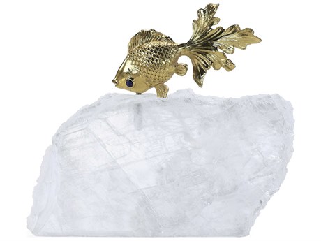 John Richard Fantail Goldfish on Selenite-I Sculpture
