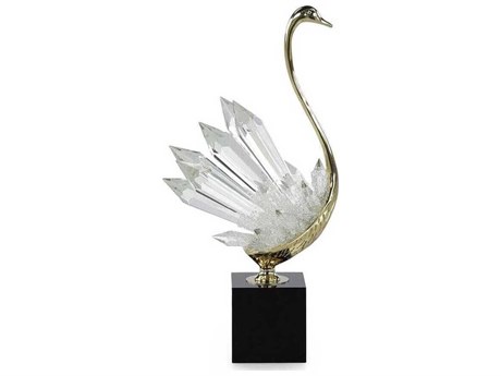 John Richard Crystalline Bird on Black Base Sculpture