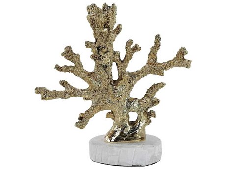 John Richard Brass Coral Candleholder on Selenite Base