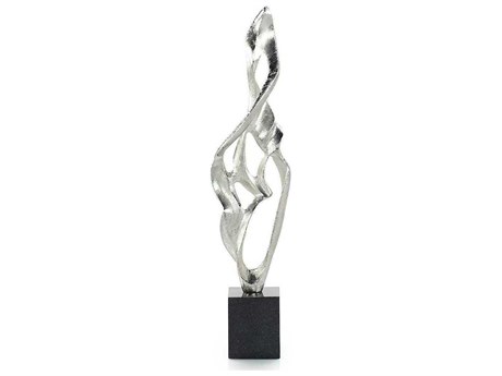 John Richard Nickel Abstract Flourish on Marble Base Sculpture