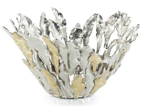 John Richard Nickel Polished Brass Plume Decorative Bowl