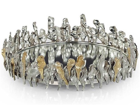 John Richard Nickel / Polished Brass Plume Serving Tray
