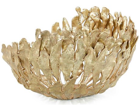 John Richard Polished Brass Plume Decorative Bowl