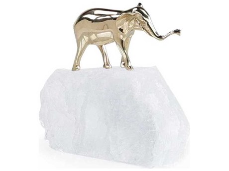 John Richard Brass Elephant on Selenite-II Sculpture