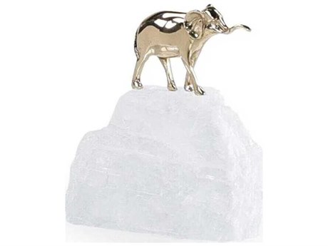 John Richard Brass Elephant on Selenite-III Sculpture