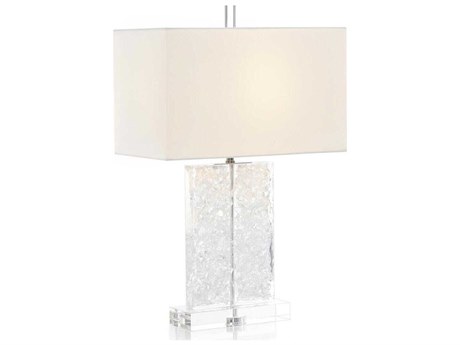 John Richard Mark McDowell Formed Clear White Linen Outside Silk Inside Glass Buffet Lamp