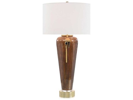 John Richard Margaret Fisher Lagniappe Gold Brown White Linen Glass Buffet Lamp