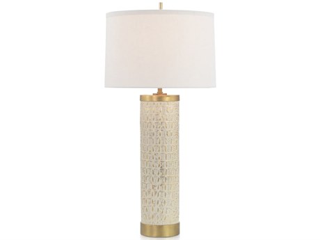 John Richard Faux Crocodile Gilt Creme Gold Buffet Lamp