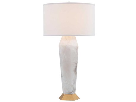 John Richard Gold Leaf White Linen Outside Silk Inside Buffet Lamp