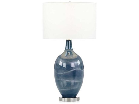 John Richard Kevin VonKluck Eventide Polished Nickel Blue Buffet Lamp
