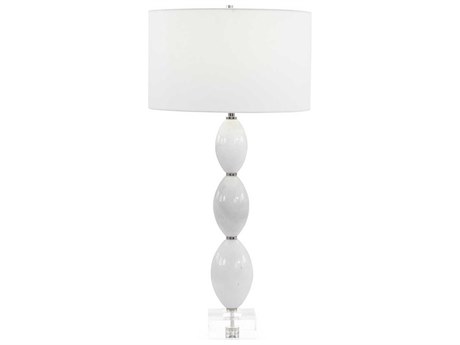 John Richard Marble Polished Marble Nickel White Buffet Lamp