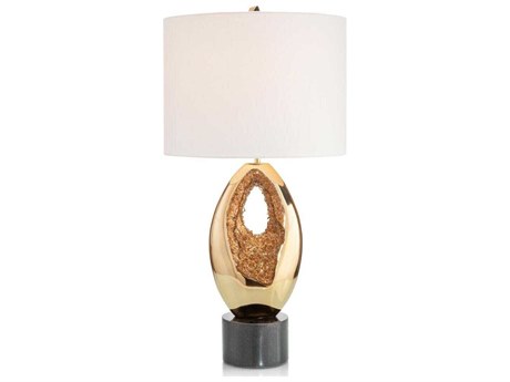 John Richard Geode Polished Brass Black Glass Buffet Lamp