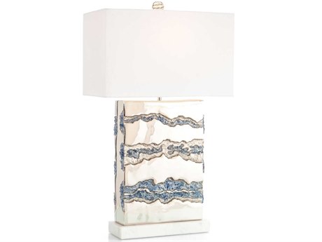 John Richard Geode Polished Nickel-Plated White Nickel Glass Buffet Lamp