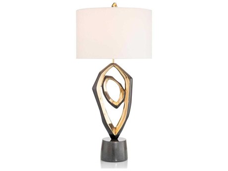 John Richard Art Sculpture Polished Brass Black Buffet Lamp