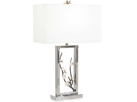 John Richard Floral Polished Stainless Steel Buffet Lamp