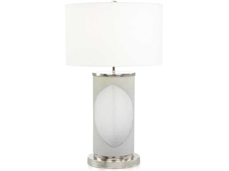 John Richard Oval Grey Polished Nickel Glass Buffet Lamp
