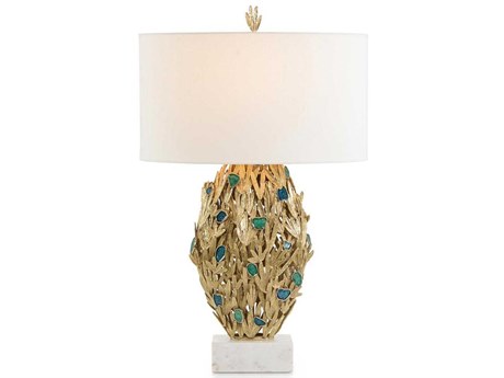 John Richard Alan Galbraith Embellished Fronds Brass Leaf Buffet Lamp