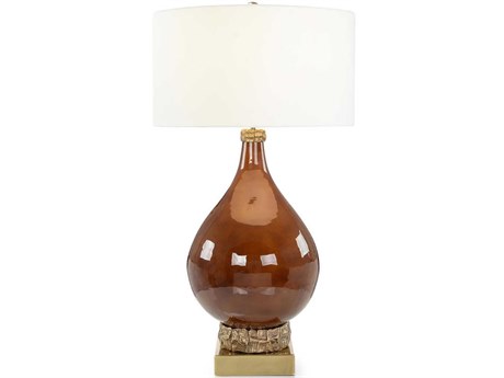 John Richard Alan Galbraith Sienna Aurelian Antique Brass Glass Buffet Lamp