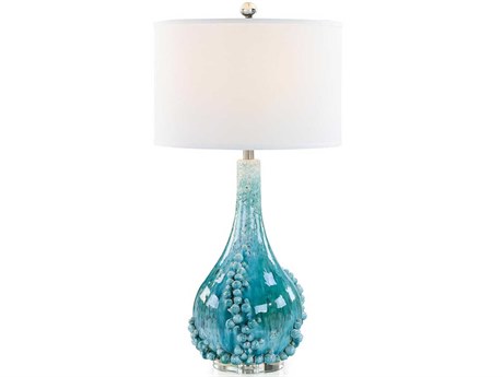 John Richard Bubbling Blue Blue White Linen Buffet Lamp