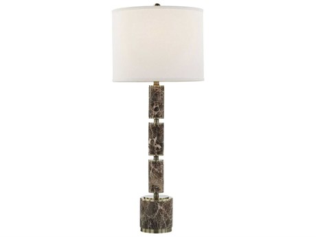 John Richard Marmo Marrone Brown White Linen Buffet Lamp