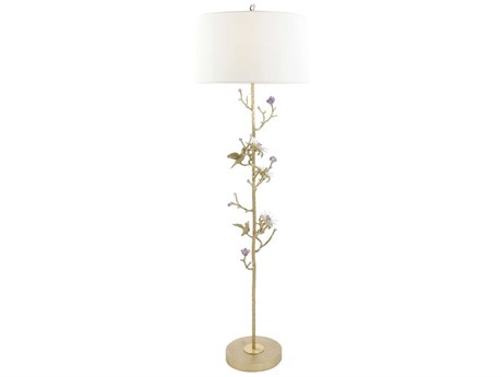 John Richard Gemstone Garden Honey White Silk Gold Floor Lamp
