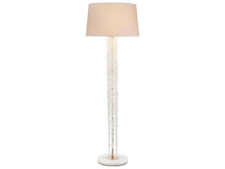 John Richard Cascading Crystal Waterfall Antique Silver Floor Lamp