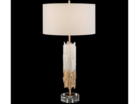 John Richard Selenite Gold Crystal Buffet Lamp