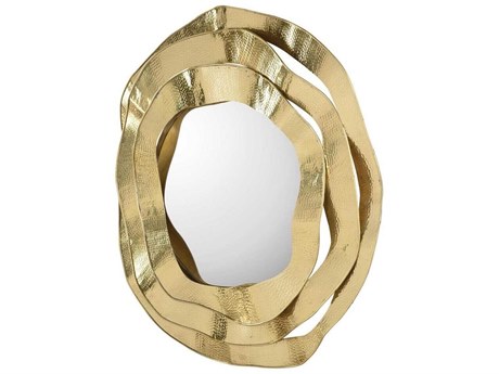 John Richard Ripple Brass Brass Round Wall Mirror