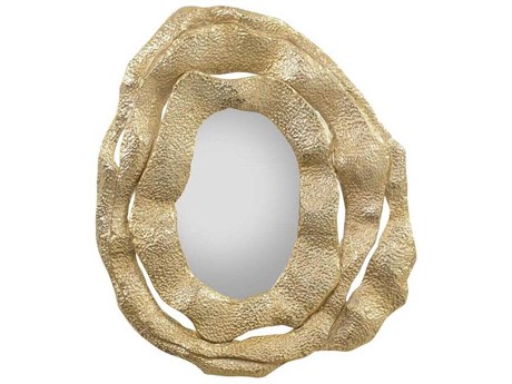 John Richard Brutalist Brass Oval Wall Mirror