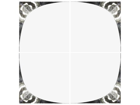 John Richard Contour Silver Steel Square Wall Mirror Set of 4