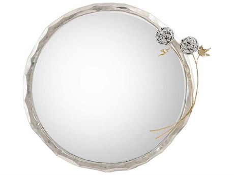 John Richard Hydrangea Nickel Round Wall Mirror