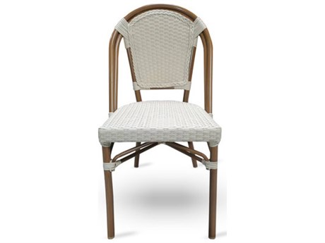Schnupp Patio Bistro Wood Wicker Ivory Dining Side Chair
