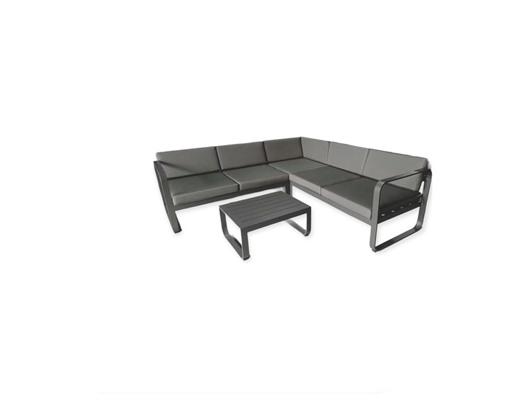Schnupp Patio Bonaire Cushion Aluminum Charcoal Sectional Lounge Set