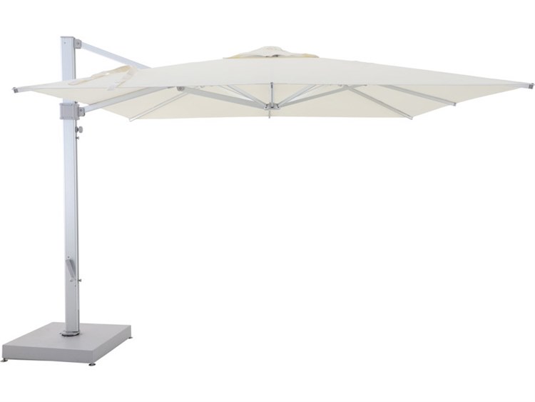Schnupp Patio Nimbus Aluminum Silver 10' x 10' Square Cantilever Umbrella in Canopy Off White