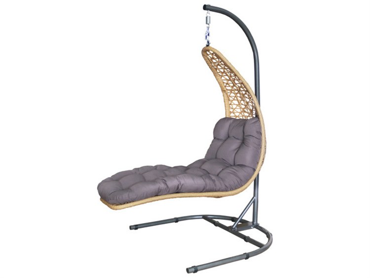 Schnupp Patio Cloud Aluminum Wicker Natural Swing Chair with Stand