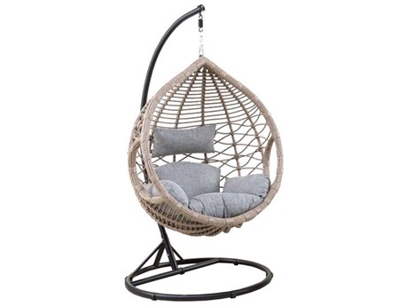 Schnupp Patio Egg Aluminum Wicker Natural Swing Chair with Stand