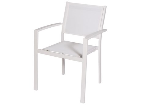 Schnupp Patio Aruba Sling Aluminum White Dining Arm Chair