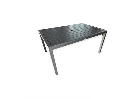 Schnupp Patio Aruba Aluminum Charcoal 60''W x 40''D Rectangular Dining Table with Umbrella Hole