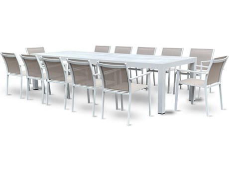 Schnupp Patio Aruba Aluminum White 126''W x 42''D Rectangular Dining Table